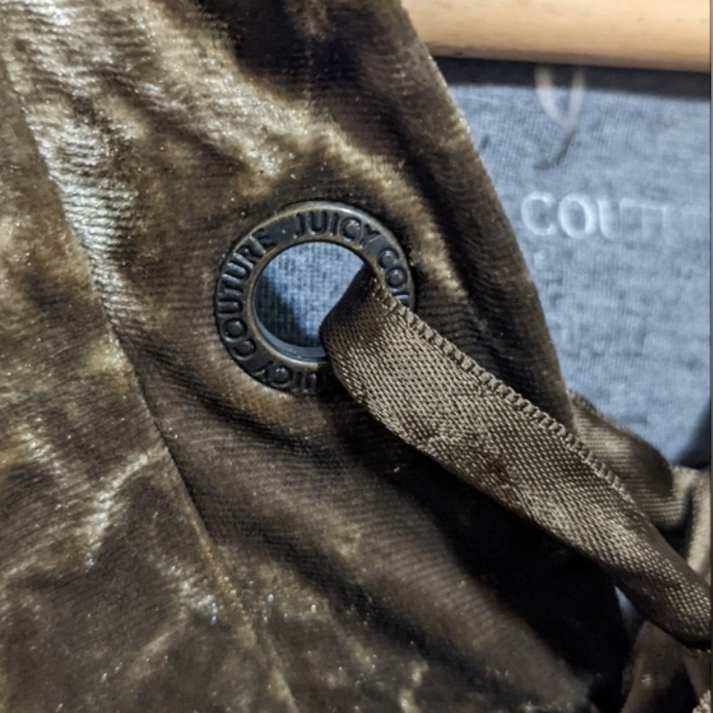 Juicy Couture Army Green Crushed Velvet Hooded Jacket - Picture 5 of 7